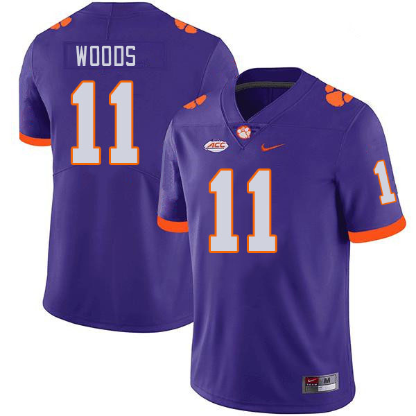 Men's Clemson Tigers Peter Woods #11 College Purple NCAA Authentic Football Stitched Jersey 23DT30HH